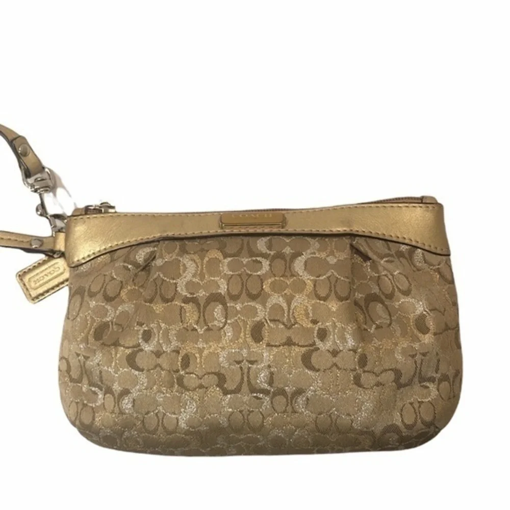 Coach gold optic wristlet